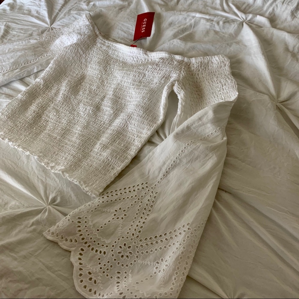 GUESS white off the shoulder top